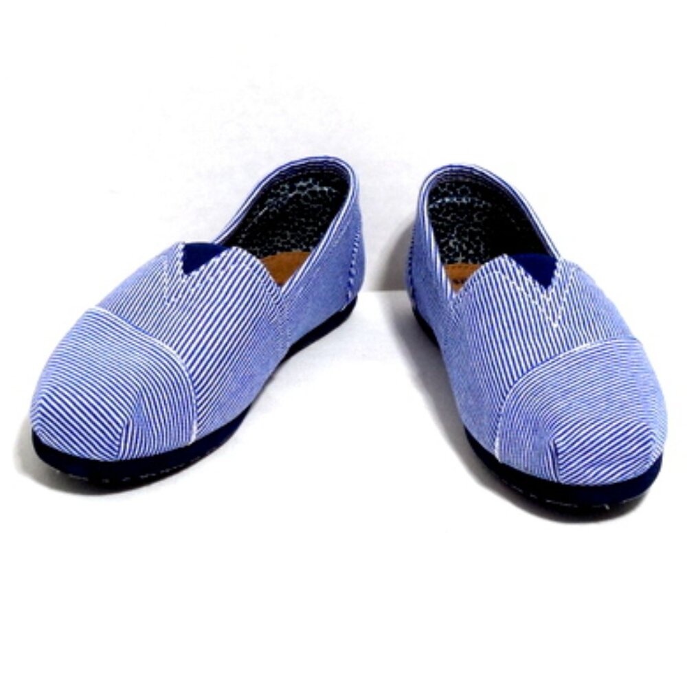 Bobs Skechers Women’s Slip-on Navy Striped Flats - Size: 8